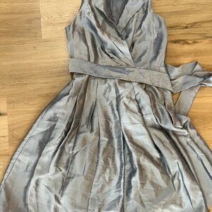 Jones Wear Silver Wrap Midi Dress